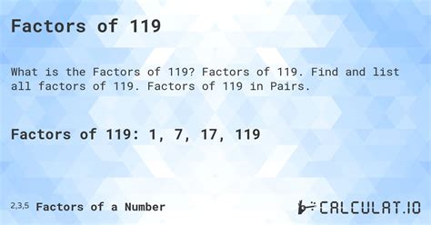 factor of 119|all factors of 119.